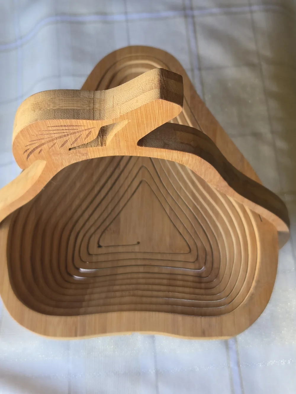 vintage wooden pear-shaped collapsible fruit basket